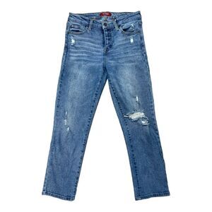 GUESS Mid Rise Skinny Button Fly Denim Women’s SZ 28 Jeans Stretch Distressed